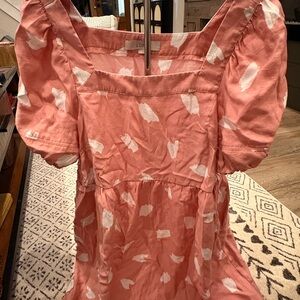 LOFT Pink and White Women's Dress